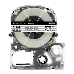 Ruban d'imprimante d'étiquettes Aimo compatible ST36SW, blanc sur transparent, 36 mm * 8 m, papier et plastique - Product Image 1