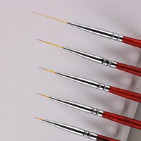 Lot de 6 pinceaux à manche en bois pour nail art, super fins, pour dessin, peinture, gel et liner