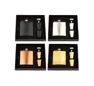 Customized Hot Sale 6oz 8oz 10oz Hip Flask With Shot Glass Gift Set Pocket Portable Stainless Steel 304 Leather Hip Flask