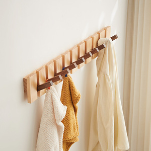 Wooden <b>Wall</b> Mounted <b>Coat</b> <b>Rack</b> Walnut Beech Modern Hat <b>Coat</b> <b>Rack</b> 4 6 8 10 Hooks Creative Clothing Hook - Product Image 2