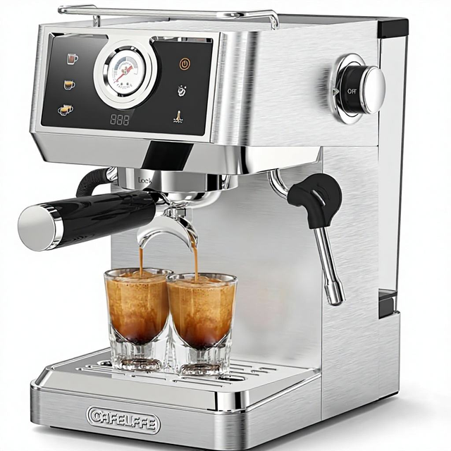 CAFELFFE Electric 20 Bar Stainless Steel Semi-Automatic Espresso Coffee Machine Milk Frother Hot Iced Latte Cappuccino Household