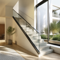 Rail de sol en alliage d'aluminium en forme de U, monté en surface, pour balustrade en verre sans cadre pour balcon et escalier
