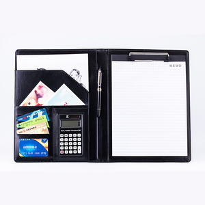 A4 personalizable Business Manager Clip Portafolio Durable PU Funda de cuero Carpeta de documentos con portapapeles y calculadora - Product Image 6