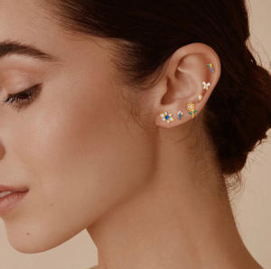 Orecchini in Titanio ASTM-F136 con Zircone per Piercing Tragus, Helix, Daith, Lobe, con Retro Piatto e Filettatura Interna - Product Image 6