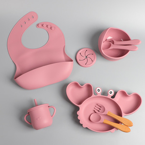 Service OEM ODM Eversoul, ensemble de vaisselle pour bébé en silicone de 9 pièces en forme de crabe, compatible micro-ondes, assiette pour bébé, ensemble d'alimentation pour bébé pour enfants - Product Image 6