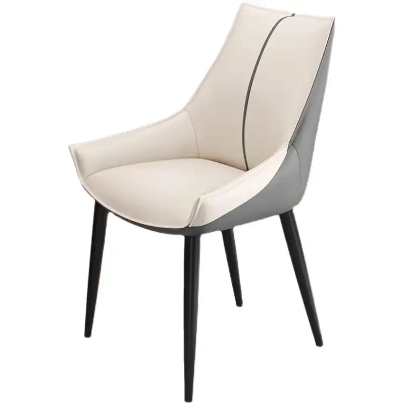 Ergonomic Armrests Backrest Seat PU Upholstered Dining Chair with Armrests Metal Leg