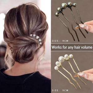 Nouvelles épingles à cheveux chinoises avec perles - Peignes latéraux à 4 dents en forme de U, bâtons à cheveux élégants pour <span class=keywords><strong>chignon</strong></span>, outil de coiffure pour femmes - Product Image 4