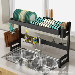 Escurridor de platos ajustable para fregadero de cocina con estante de almacenamiento para platos, cuencos, palillos, multiusos, no requiere instalación - Product Image 5