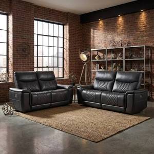 Juego de Muebles Modernos para Sala de Estar, Sofá de Cuero Reclinable Manual de 3+2 Plazas con Respaldo Estampado para Cine en Casa - Product Image 2