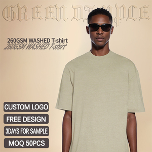 <span class=keywords><strong>T</strong></span>-<span class=keywords><strong>shirt</strong></span> personnalisé pour homme, coupe ample, 250G, en pur coton, délavé et usé style rétro, tendance, <span class=keywords><strong>marque</strong></span> OEM - Product Image 2