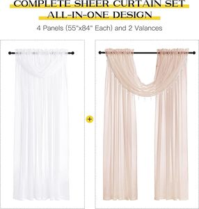 Decorazione per la casa vivaio/Babys/<span class=keywords><strong>tenda</strong></span> per la finestra del soggiorno 54x63 54x84 pollici color kaki bianco tutto in uno pannelli trasparenti con perline - Product Image 4