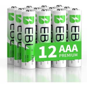 For EBL 12 Pack <b>Rechargeable</b> <b>AAA</b> Ni-MH <b>Batteries</b> 1100mAh Capacity Medical Application Metal Housing Model SC - Product Image 2