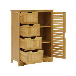Casier autoportant personnalisable à 4 tiroirs en bambou 2 étagères amovibles pour la maison Cabinet organisateur populaire pour le rangement du salon de la chambre à coucher - Product Image 1