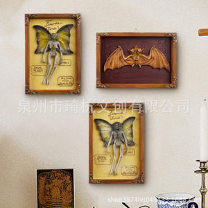 Décoration murale de chauve-souris d'Halloween, spécimen 3D en résine synthétique, cadre d'art décoratif d'intérieur - Product Image 4