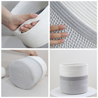 Panier de rangement de jouets tissés pour bébé, ensemble de paniers de rangement en corde de coton pour enfants à la maison avec longues poignées