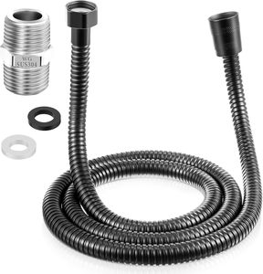 Rallonge de <span class=keywords><strong>Douche</strong></span> <span class=keywords><strong>Flexible</strong></span> Moderne <span class=keywords><strong>Noir</strong></span> Mat avec Connecteur, Tuyau de <span class=keywords><strong>Douche</strong></span> à Main de 39 Pouces avec Insertion d'Écrou 1/2 1/2 - Product Image 1