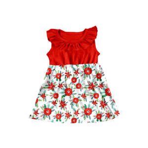 Robe pour petite fille en soie de lait, robe à volants sans manches imprimée, robe décontractée d'été pour enfants en tissu de lait doux - Product Image 4