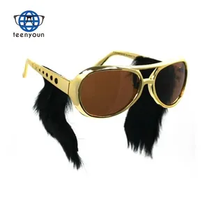 Teenyoun Free Shipping Hot Sell Gold Frame Classic Glasses With Sideburns Costume Sunglasses Eyewear