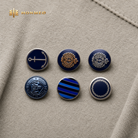 Kancing Logam Bulat Biru Dongker HONMEO dengan Logo Kustom, Terbuat dari Paduan Seng, Berlapis Enamel, untuk Mantel, Jaket, dan Pakaian