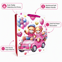 Sacs cadeaux mignons en forme d'ours en peluche VT14, sacs en papier pour la Saint-Valentin avec poignée en ruban pour mariage, fête d'anniversaire
