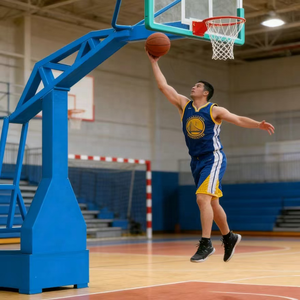 Système de panier de basket <span class=keywords><strong>portable</strong></span> d'extérieur avec support réglable, panneau arrière en verre trempé, panier mobile encastrable et filet pour enfants et adultes - Product Image 5