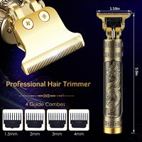 Cortadora de pelo eléctrica recargable a prueba de agua para hombres, herramientas de corte de pelo inalámbricas USB Vintage T9, cortadora de pelo profesional dorada, 5 uds.