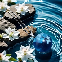 Collier unisexe créatif en alliage pour femme avec pendentif sphérique transparent en résine, motif ciel bleu et nuages blancs, style Mori
