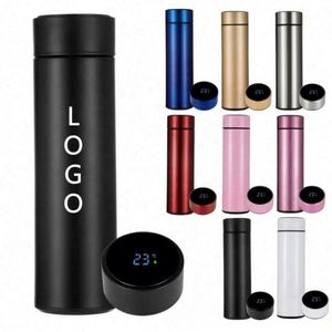 Gobelet isotherme en acier inoxydable personnalisé de 500 ml, bouteille d'eau intelligente portable scellée avec affichage numérique LED - Product Image 1