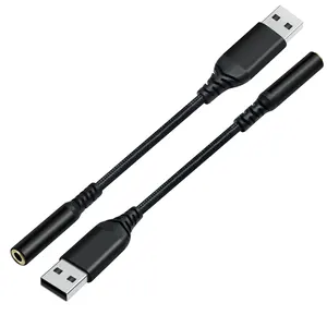 Kabel adaptor mikrofon Audio Tipe A, aksesori earphone warna hitam 2 In 1 USB ke 3.5MM Jack Aux Audio Sound Card