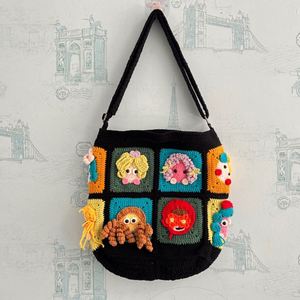 Sac à main en crochet tricoté à la main pour femme, motif dessin animé mignon et original, sac bandoulière tissé à la main - Product Image 4