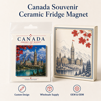 Aimant de réfrigérateur carré en céramique, souvenir touristique du Canada, avec impression de monuments, aimant de réfrigérateur personnalisé avec œuvre d'art urbaine, OEM ODM, vente en gros