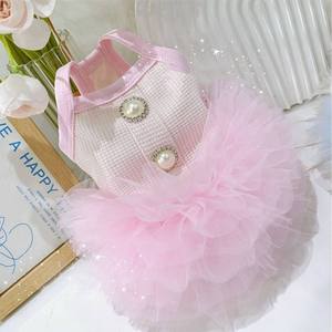 Vestito da Principessa per Cani di <span class=keywords><strong>Piccola</strong></span> Taglia XXS, Abito con Bottoni di Perle per Yorkie e Maltesi, Gonna Tutu per <span class=keywords><strong>Cuccioli</strong></span>, Forniture B2B - Product Image 5