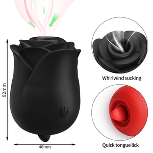 Vibrador Recarregável à Prova d'Água em Forma de Rosa Preta para Sucção Vaginal Brinquedos Íntimos Estimulador de Clitóris Sucção de Mamilo - Product Image 6