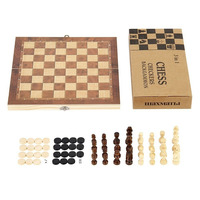 Backgammon Dames Voyage Groupe Jeu D'échecs Jeu D'échiquier Jeu D'échecs Haute Qualité En Bois Trois en Un Portable Pliant 3 en 1
