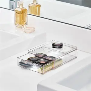 Badkamer Acryl Make-Up Cosmetische Doos Stapelbare Doorzichtige Plastic Opslag Organizer Lade