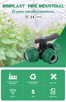 Vanne à bille à trois voies en PP, raccords à compression en PP, connecteur rapide HDPE, système d'irrigation goutte à goutte, vanne à bille en PP pour l'alimentation en eau