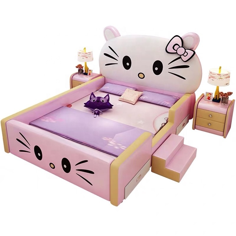 Мультяшная кровать, детская мебель, детская спальня, Hello Kitty, кровать для девочки, Y35-1