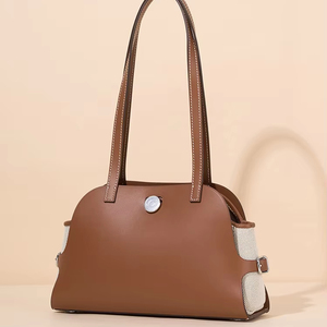 กระเป๋าถือสะพายไหล่ผู้หญิงหนังแท้คุณภาพสูง ปี 2026 หนังวัวผสมผ้าลินิน กระเป๋าแฟชั่นสำหรับสุภาพสตรี - Product Image 1