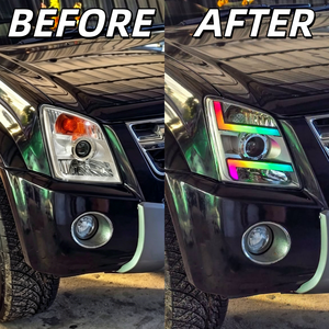 ชุดไฟหน้าแบบกำหนดเองพร้อมเลนส์โปรเจคเตอร์ LED และไฟวิ่งกลางวัน WRGB DRL ควบคุมผ่านแอปพลิเคชัน รุ่นอัปเกรดแบบกำหนดเอง - Product Image 3