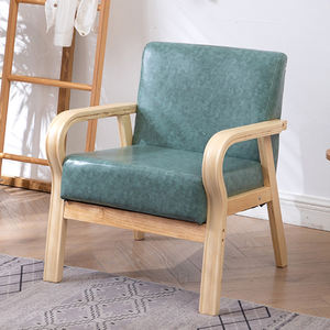 Grande sofà di grandi dimensioni moderna alta resilenza imbottito in pelle PU bracciolo accento sedia singolo con gambe in legno - Product Image 4