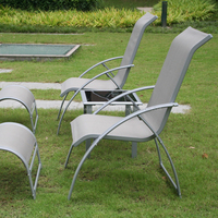 Ensemble de chaises longues en aluminium Joyeleisure, durables, pour l'extérieur, avec poufs et table basse, pour villa/park, 5 pièces, meubles pliables en métal