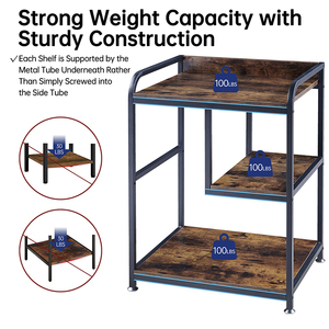 รถเข็นเครื่องพิมพ์ JH-Mech แข็งแรง ทนทาน ขนาด 23.6 x 10.6 x 18.9 นิ้ว สีน้ำตาลสไตล์เรโทร สำหรับสำนักงาน ทำจากเหล็ก - Product Image 4