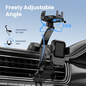 Support de téléphone de voiture 2-en-1 en ABS personnalisé avec logo OEM, fixation par ventouse stable, rotatif à 360 degrés, support à clip unique, compatible avec les appareils de 4,7 à 7 pouces - Product Image 3
