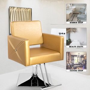 Chaise de coiffure Hongzi jaune, hydraulique, réglable en hauteur, pour salon de beauté, spa, salon de tatouage - Product Image 1