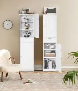 Armoire en lin autoportante avec étagères réglables Armoire de salle de bain pour salle de bain