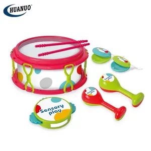 Tốt nhất bán bé nhạc cụ Đồ chơi trống đặt cho trẻ em Nhựa cảm giác âm nhạc trống Bộ dụng cụ với 6 cái Quà Tặng trẻ em
