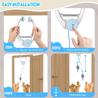 Jouet pour chat à suspendre à la porte, jouet interactif pour chaton à rebond automatique avec 3 souris à l'herbe à chat, jouet pour animaux de compagnie pour chats d'intérieur - Blanc