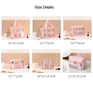 Tote Bag da viaggio in TPU borsa da donna trasparente rosa per cosmetici con cerniera trasparente in plastica smerigliata borsa per il trucco - Product Image 5