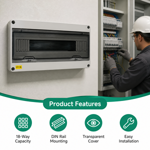 Caja de Distribución de Energía Industrial Serie HT, Plástico Impermeable IP65, 220V/400V IEC 060439-1 WNZJ HT-18 para Exteriores - Product Image 3