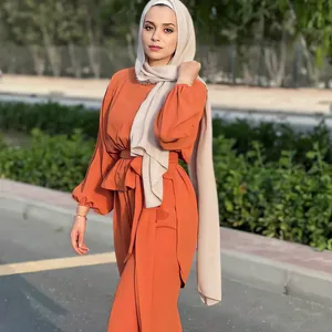 جلباب تركيا الموضة العربية الشرق الأوسط قطعتان فستان إسلامي عباية نسائية دبي نساء مسلمات تقليديات